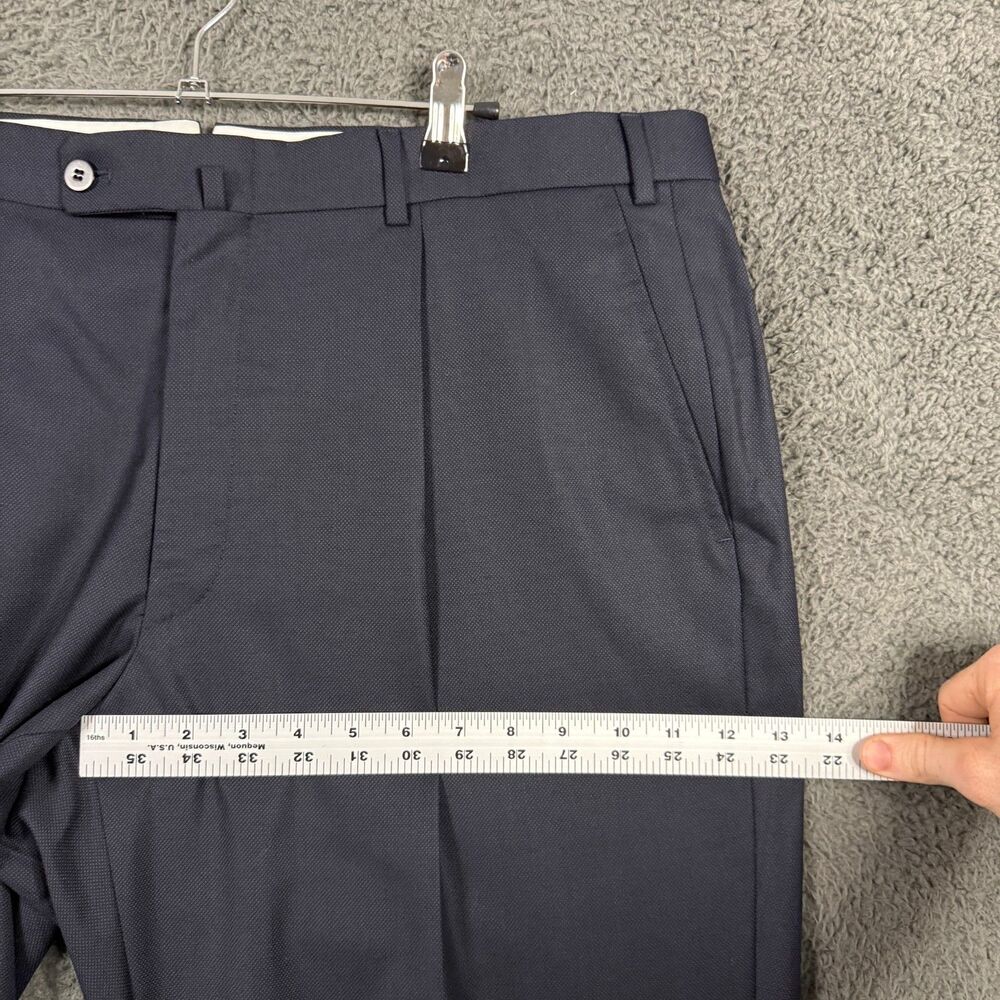 Isaia Pants Mens 38x32 Blue Classic Fit Dress Slacks Super 130s Wool Italy - Picture 9 of 12